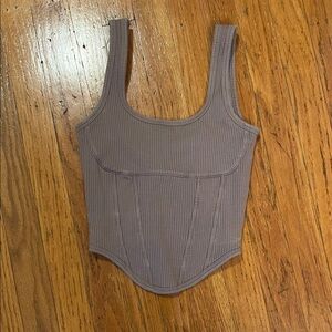 Victoria's Secret Ribbed Crop Top - Taupe